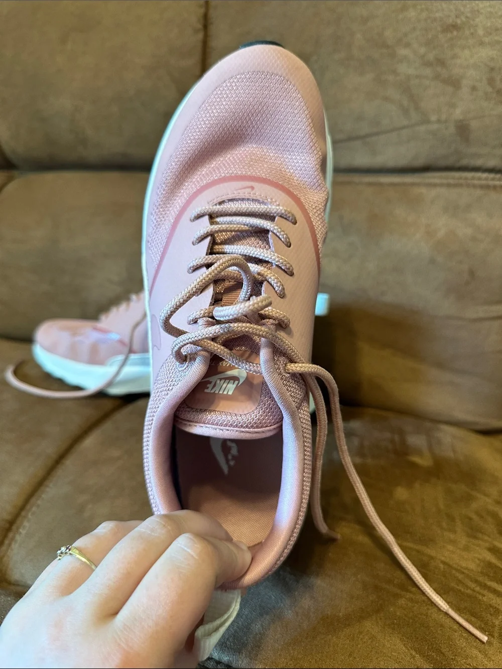 Nike Women's Pink and White Air Max-Style Athletic Sneakers - Picture 2 of 3